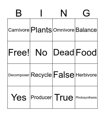 Science Bingo Card