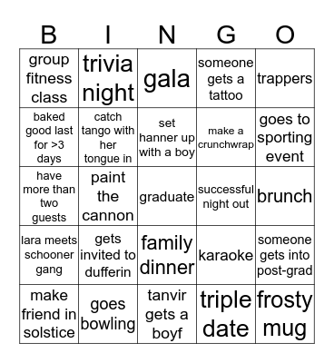 Solstice Bingo Card