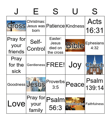 Mission Friends Bingo Card