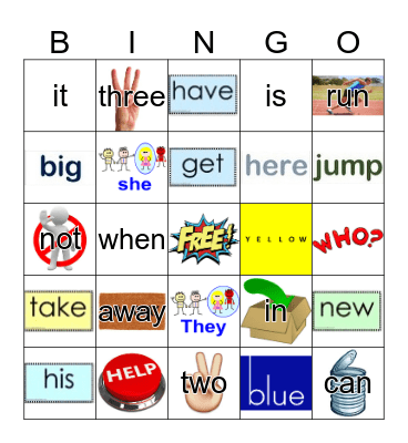 Sight Words Bingo Card