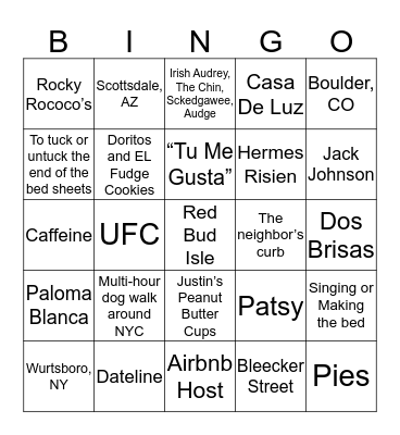 A&P Wedding 2019 Bingo Card