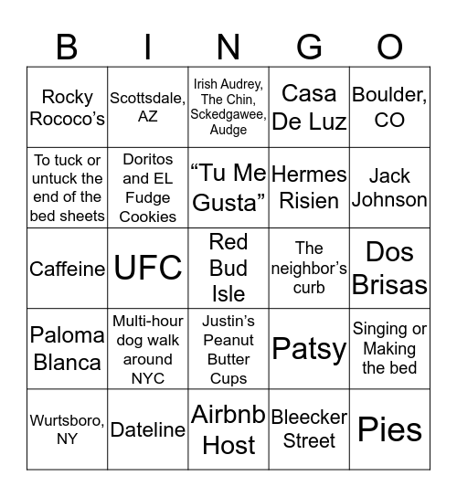 A&P Wedding 2019 Bingo Card