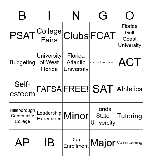 MAP Bingo Card