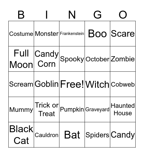 Halloween Bingo Card