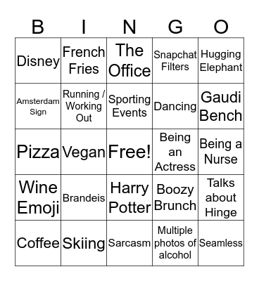 Hinge Bingo Card