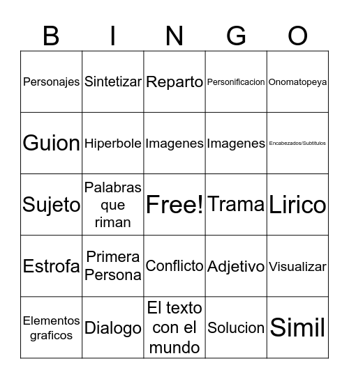 BINGO DE LECTURA Bingo Card