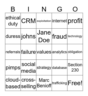 ETHICAL Bingo Card
