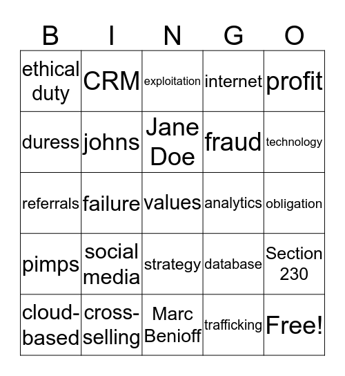 ETHICAL Bingo Card