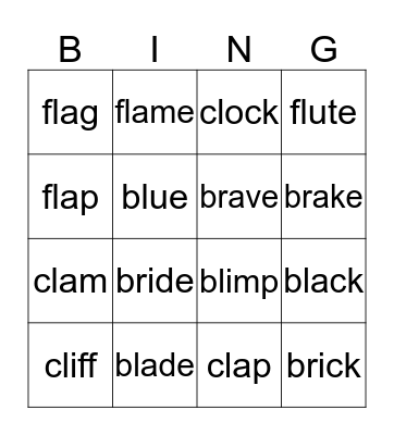 Smart Phonics 4 Bingo Card