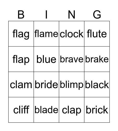 Smart Phonics 4 Bingo Card