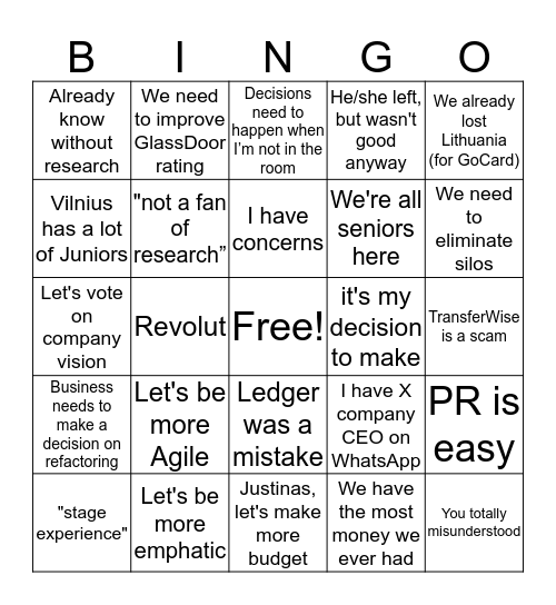 DD Bingo Card