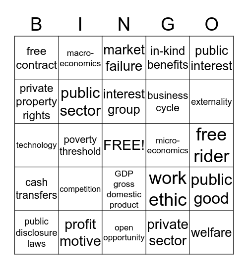 American Free Enterprise Bingo Card