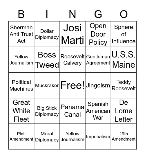 Imperialism Bingo   Bingo Card