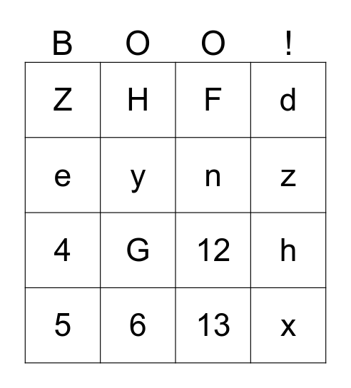 Sp0oky Smarties Bingo Card