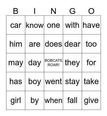 Treasures Unit 5 Word Wall Review Bingo Card