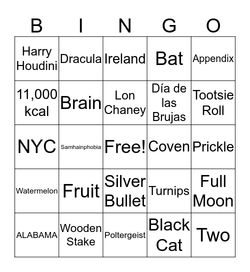 Happy Halloween Bingo Card