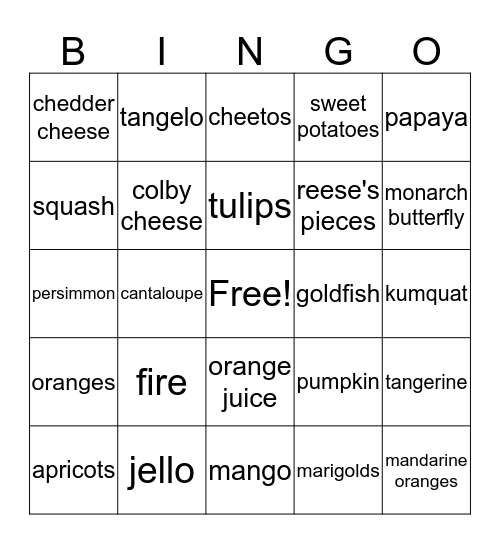 Orange Bingo Card