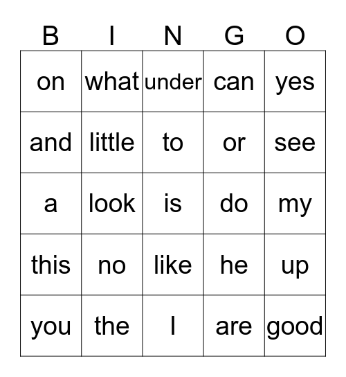 Sight Words - Lessons 1-15 Bingo Card