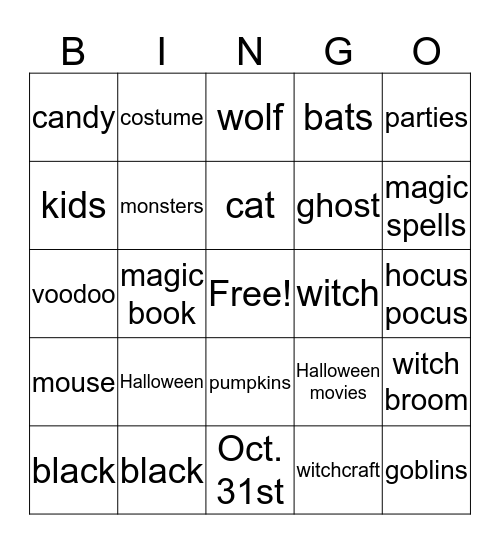 Halloween  Bingo Card