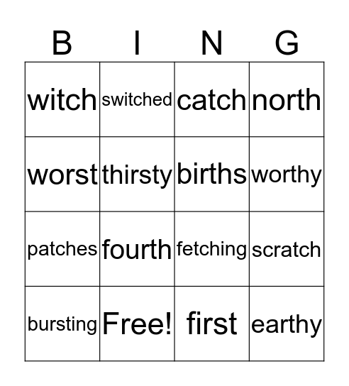 Blend Endings 1R Bingo Card