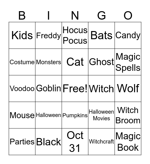 Halloween Bingo Card