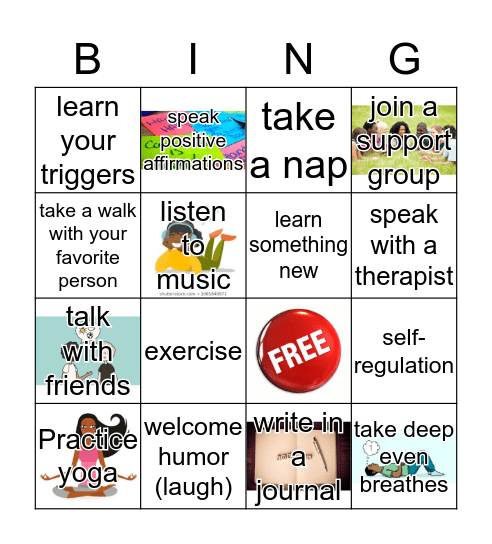 Coping Strategies for Anxiety & Depression Bingo Card