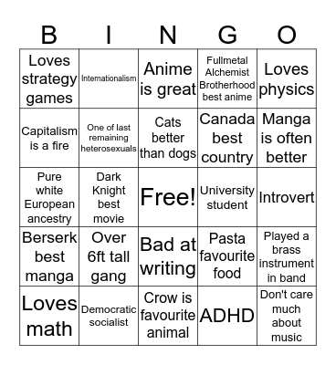 MICHAEL Bingo Card