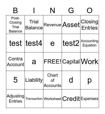 Accounting Bingo Card