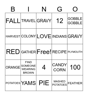 FEAST Bingo Card