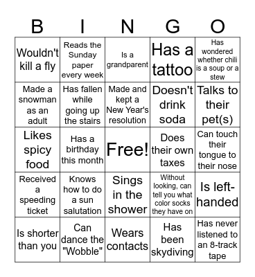 Holiday Party  Bingo Card