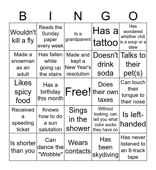Holiday Party  Bingo Card