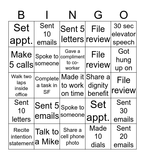 Hampden Bingo Card