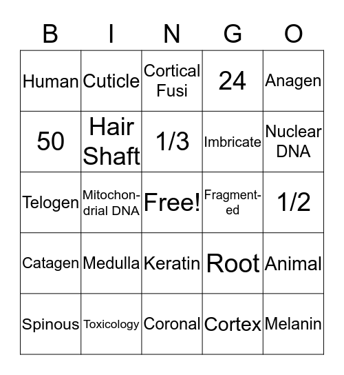 Hair Review Bingo Card