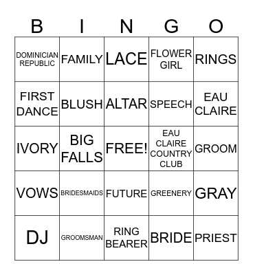 LAURA BRIDAL SHOWER Bingo Card