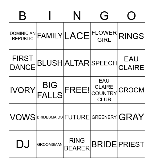 LAURA BRIDAL SHOWER Bingo Card