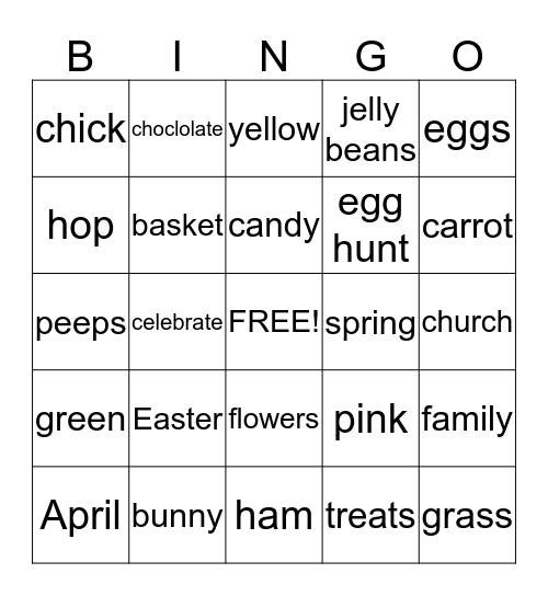 Easter Bingo Card