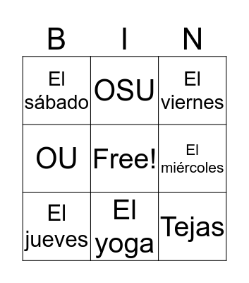 SEMANA DE TEJAS Bingo Card
