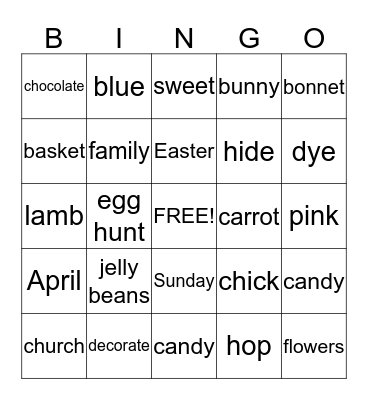 Easter Bingo Card