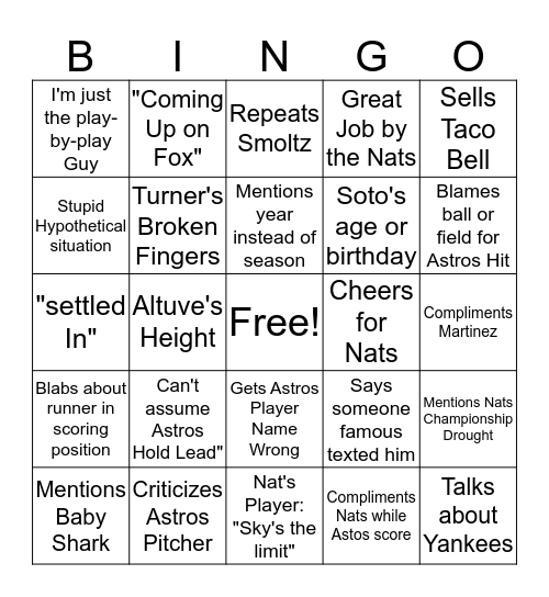 Buck You Bingo Card