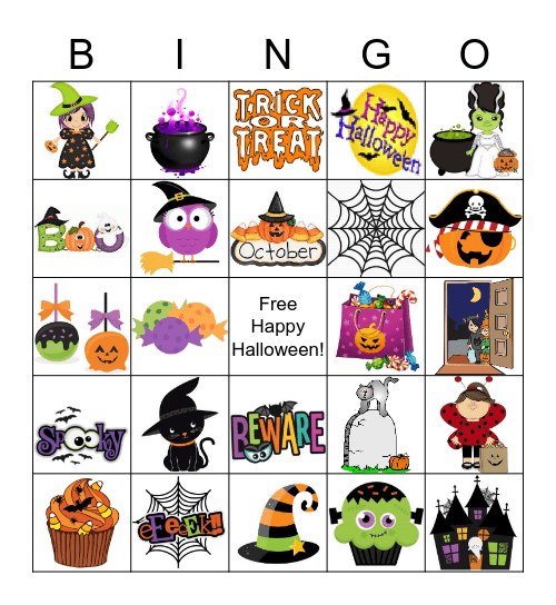 Halloween Picture Bingo Card