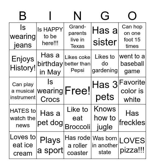 BINGO To Meet You!!! Bingo Card
