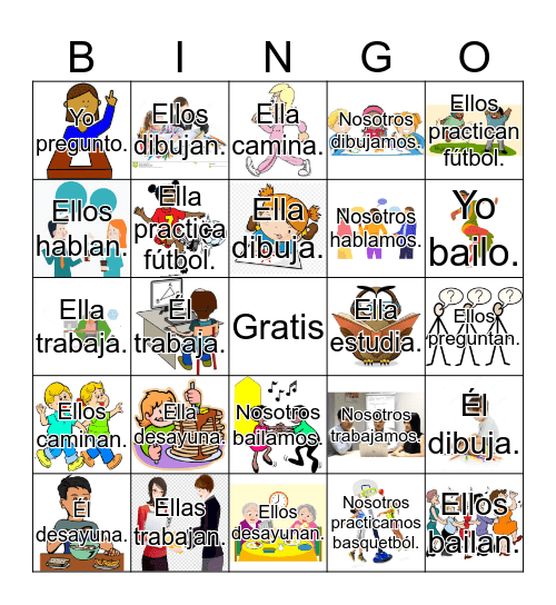 Los verbos -AR Bingo Card