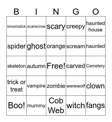 Halloween Bingo Card