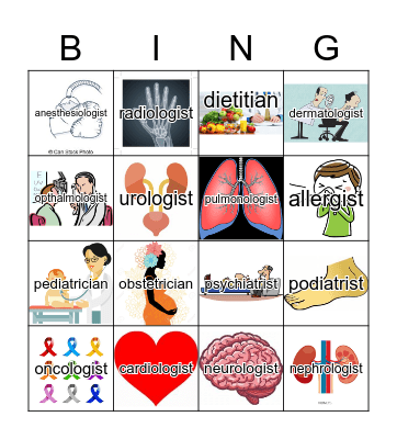 Medical Specialists Bingo Card