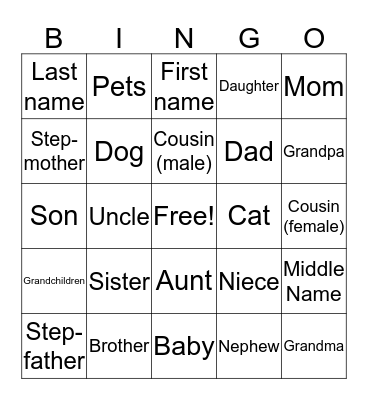 La Familia Bingo Card