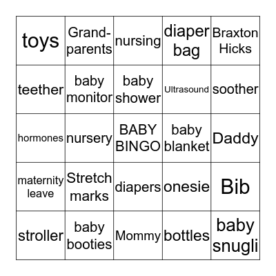 COLBY'S BABY BINGO Card