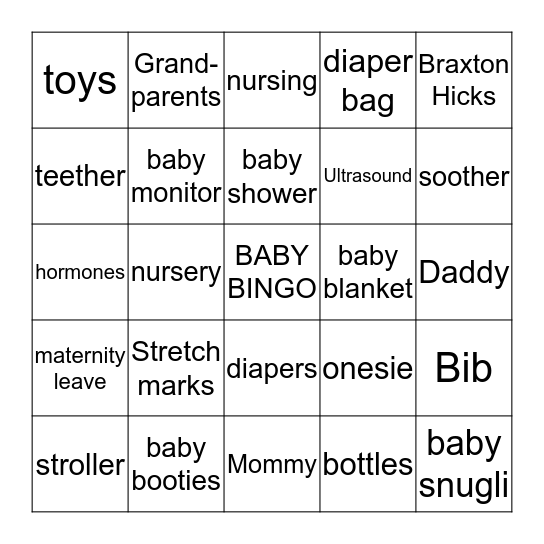 COLBY'S BABY BINGO Card