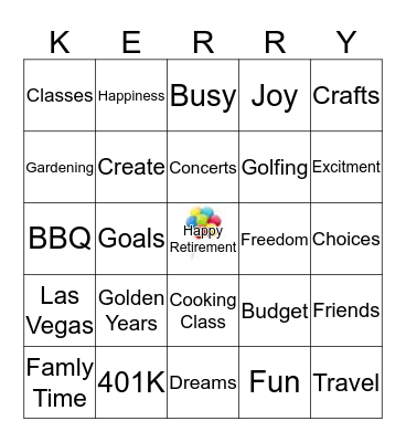 Kerry's Retirement Party Bingo Card