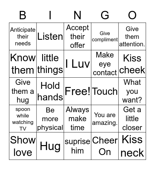 Love Bingo Card