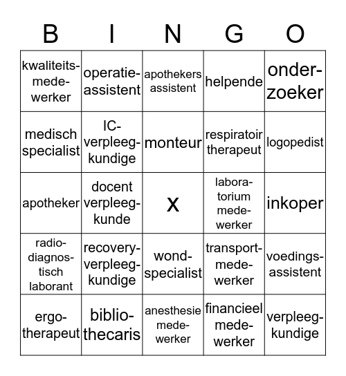 gezondheidszorg Bingo Card